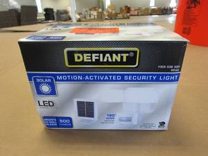 lot 120 image: Defiant 500 Lumens 180-Degree White Solar Powered Motion Activated Outdoor Integrated LED Flood Light (OPEN BOX)
