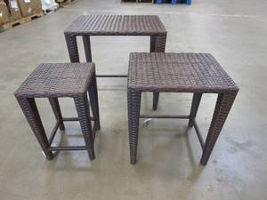 lot 125 image: 3 Pack Wicker Table - Largest is 24 in x 18 in x 24 in