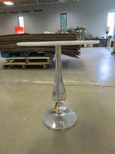 lot 152 image: Litton Lane 20 in. White Large Round Marble End Table with Silver Aluminum Base (OUT OF BOX)