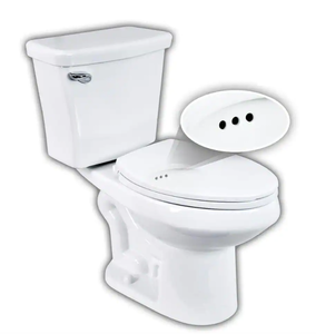 lot 94 image: Penguin Toilets 2-pc. 1.28 GPF Single Flush Elongated Toilet with Patented Overflow Protection Technology in White with Seat
