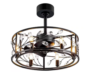 lot 150 image: Breezary Blooming 20 in. Indoor Black Ceiling Fan with Remote Control and Light Kit Included (OPEN BOX)