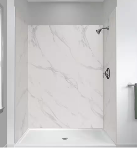 lot 167 image: CRAFT  MAIN Jetcoat 34 in. x 48 in. x 78 in. Shower Kit in Carrara White with Center Drain Base in White (5-Piece)