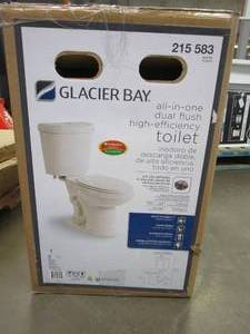 lot 166 image: Glacier Bay 2-piece 1.1 GPF1.6 GPF High Efficiency Dual Flush Complete Elongated Toilet in White
