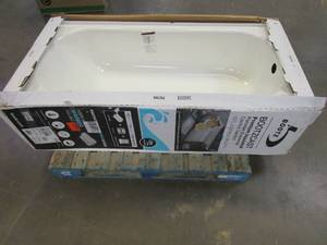 lot 170 image: Bootz Industries BootzCast 60 in. x 30 in. Soaking Bathtub with Right Drain in White (CHIP FRONT THRESHOLD)