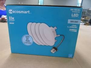 lot 193 image: EcoSmart 4 in. New Construction or Remodel White Dimmable Integrated LED Recessed Trim Daylight (4-Pack) (OPEN BOX)