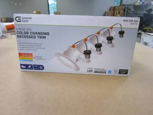 lot 194 image: Commercial Electric 4 in. New Construction or Remodel White Dimmable LED Recessed Trim with Adjustable Color Changing Technology (4-Pack) (OPEN BOX)
