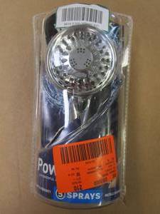 lot 209 image: Waterpik 5-Spray 3.5 in. Single Wall Mount 1.8 GPM Handheld Shower Head in Chrome (OPEN PACKAGING)