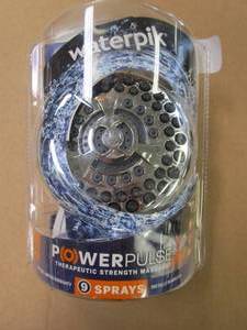 lot 211 image: Waterpik 9-Spray 4.5 in. Single Wall Mount 1.8 GPM Fixed Shower Head in Chrome (OPEN PACKAGING)