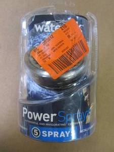 lot 212 image: Waterpik 5-Spray 3.8 in. Single Wall Mount Low Flow Fixed Shower Head in Brushed Nickel (OPEN PACKAGING)
