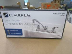 lot 225 image: Glacier Bay Constructor 2-Handle Standard Kitchen Faucet in Chrome (OPEN BOX)