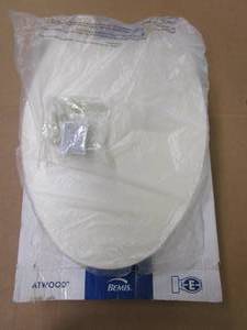 lot 229 image: BEMIS Atwood Slow Close Elongated Closed Enameled Wood Front Toilet Seat in Biscuit Removes for Easy Cleaning