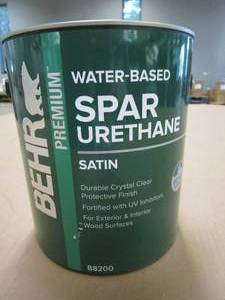 lot 232 image: BEHR 1 Gal. Satin Clear Water-Based InteriorExterior Spar Urethane Wood Sealer