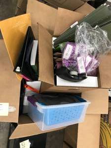lot 124 image: LARGE TOTE OF OFFICE SUPPLES