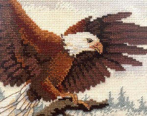 lot 137 image: Neat Framed Needlepoint Eagle Art