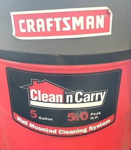 lot 326 image: Craftsman Clean and Carry 5 Gallon Wall Mounted Cleaning System