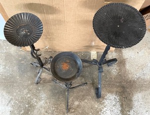 lot 370 image: Trio of Wrought Iron Metal Candle Stands