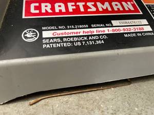 lot 388 image: Craftsman 10 Inch Table Saw Model 315.218050