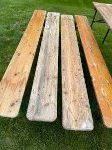 lot 393 image: Authentic Vintage German Beer Fest Folding Table and Benches Set