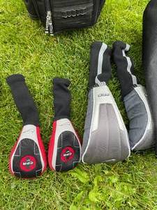 lot 394 image: International Divider System Golf Bag with CPR Clubs, Footjoy size 7.5 shoes and Balls