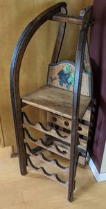 lot 202 image: Vintage German Metal and Wood Sled Wood Wine Rack