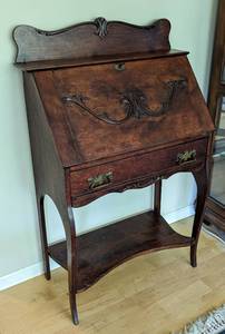 lot 203 image: Vintage Wood Secretary Desk