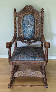 lot 28 image: Ornately Carved Custom Made Turkish Rocking Chair