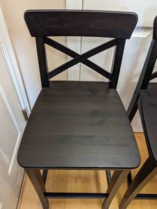 lot 29 image: Pair of Black Wood Counter Height Stools