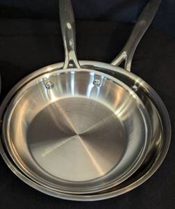 lot 424A image: Three Pampered Chef Stainless Steel Cooking Pans