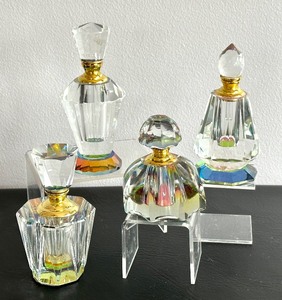 lot 60 image: Four Beautiful Middle Eastern Prism Dabber Perfume Bottles