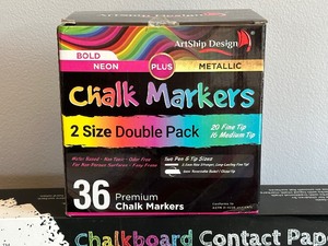 lot 71 image: Magnetic Chalkboard Contact Paper and Chalk Markers