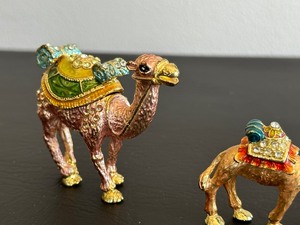lot 73A image: Two Camel Figurine Trinket Boxes and Toothpick Holder