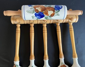 lot 93A image: Polish Decorative Pottery Kitchen Utensil Set