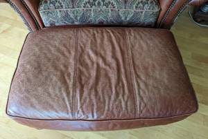 lot 51A image: Oversized Leather Armchair and Ottoman
