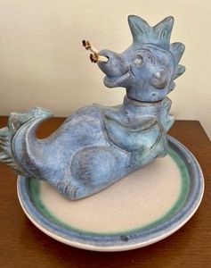 lot 417 image: Adorable Fire-Breathing Dragon Oil Lamp