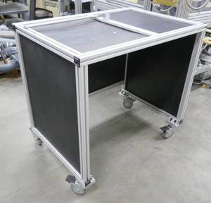 lot 14 image: Lightweight worktable cart on wheels - 26x38 x36 tall
