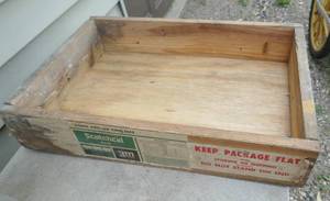 lot 32 image: Wood crate of about 50 peel and stick Sign blanks
