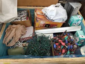 lot 158 image: Crate full of items not picked up or unsold