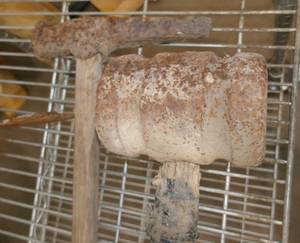 lot 151 image: 3 vintage tools - sledge hammer, maul, axe