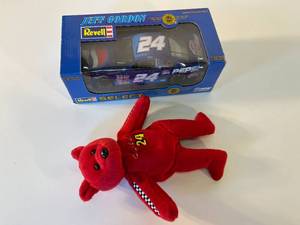 lot 12 image: NASCARS Jeff Gordon 24 Revell Select Ltd. Edition race car in box w red 24 teddy bear - excellent cond.