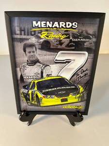 lot 21 image: NASCARS Robby Gordon  Paul Menard autographed racing prints, two, framed