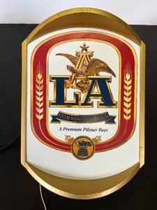 lot 29 image: great 1984 Anheuser-Busch LA light fixture - works