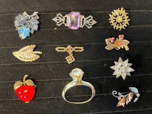 lot 60 image: lot of 10 costume jewelry pins
