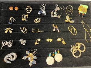 lot 75 image: hoops & loops 25 pairs of pierced earrings
