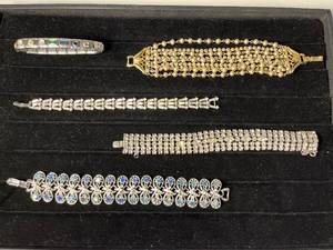 lot 77 image: more razzle dazzle Nomination, Weiss, Coro, Trifari, lot of 5 bracelets