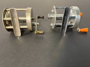 lot 94 image: 2 completely restored fishing reels Shakespeare Thrifty #1902  Ocean City #1999, made in USA