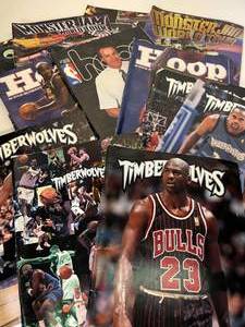lot 206 image: lots of sports literature  MN Timberwolves, Hoop, & Monster Jam World Tour magazines  1998 TV Guide featuring Brett Favre & 1999 Herald Times Reporter GreenBay Packers cover article