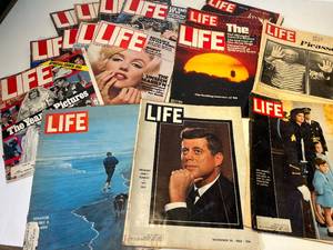 lot 214 image: 16 LIFE Magazines 1960s, 1972s, 1980s - incldg. double issue of Picasso, JFK Funeral
