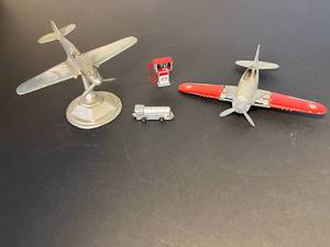 lot 187 image: trains (Barclay 335), planes (Hubley Kiddie Toy) & gasoline