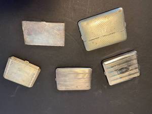 lot 168 image: 5 vintage engraved silver calling card and cigarette cases, incldg. sterling silver piece