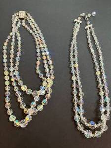 lot 243 image: vintage jewelry - pairs of pairs  sterling silver necklaces, dazzling multi-strand crystal necklaces, cultured pearl necklace & rose set by Wells